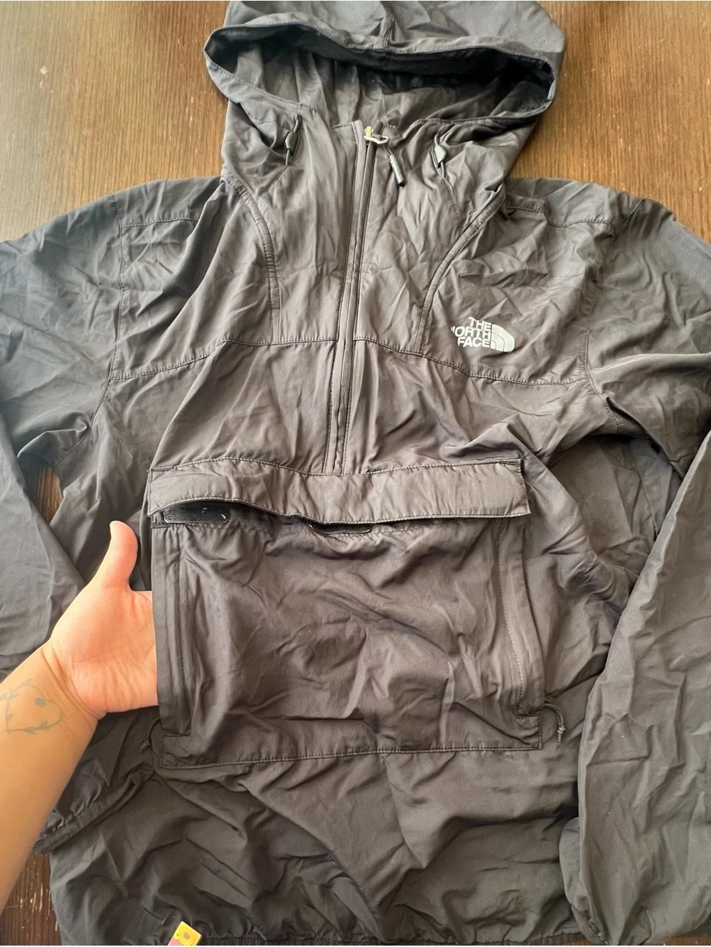The North Face Black Hooded Windbreaker Pullover